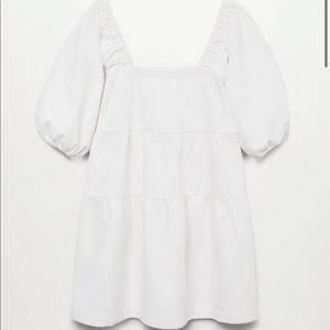 Mango puffed sleeve white dress